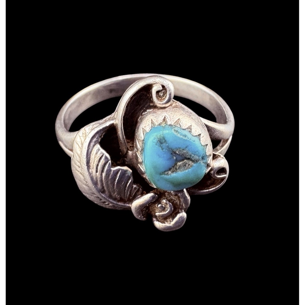 Navajo Ring Sterling Turquoise Vintage Silver Dine Signed 6.25 6.5 Native